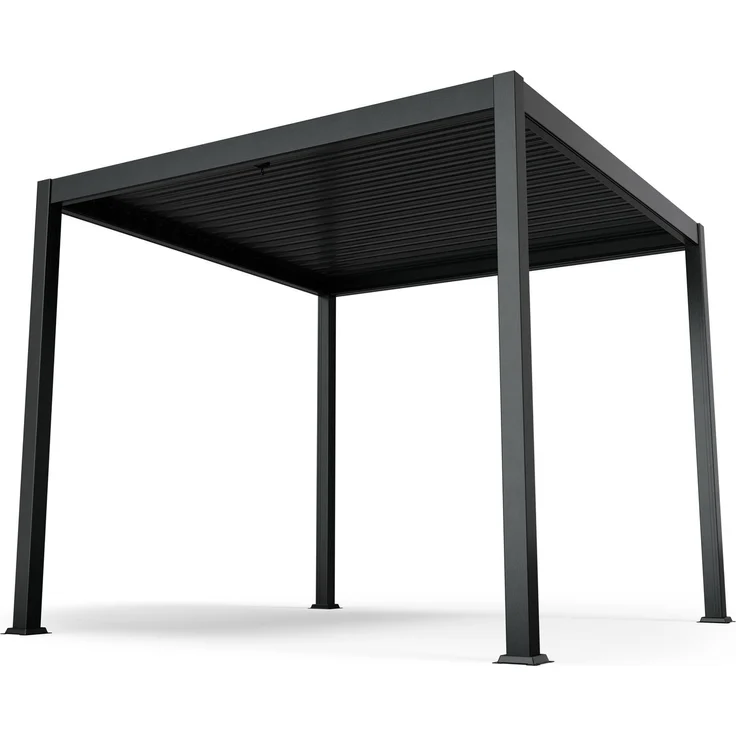 Blumfeldt Pavillon 3x3, Wasserdicht Stabil Winterfest, Lamellendach aus Verzinktem Stahl, Pulverbeschichteter Aluminiumrahmen, Wetterfest, Schwarz, Für Garten & Terrasse – Bild 1