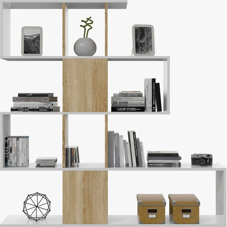 Calicosy 'ZIGZAG' Bücherregal mit 4 Ebene, und 11 Fächern - Zigzag - Helles Holz – Bild 7