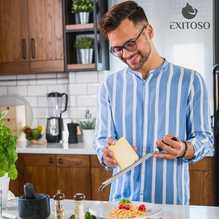 Exitoso Zitruszester Zitronenreibe 2er-Set, Ideal für Ingwer Knoblauch Muskatreibe Zitrusfrüchte, rostfrei – Bild 7