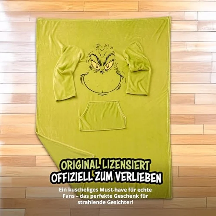 Wohndecke The Grinch TV Decke mit Ärmeln und Taschen Kuscheldecke 130 x 170 cm, United Labels® – Bild 6