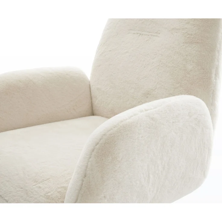 Drehstuhl Zoa-Flex Plüsch Creme-Weiß Fußkreuz Effektfinish Titan 360° drehbar Wippfunktion Taschenfederkern – Bild 4