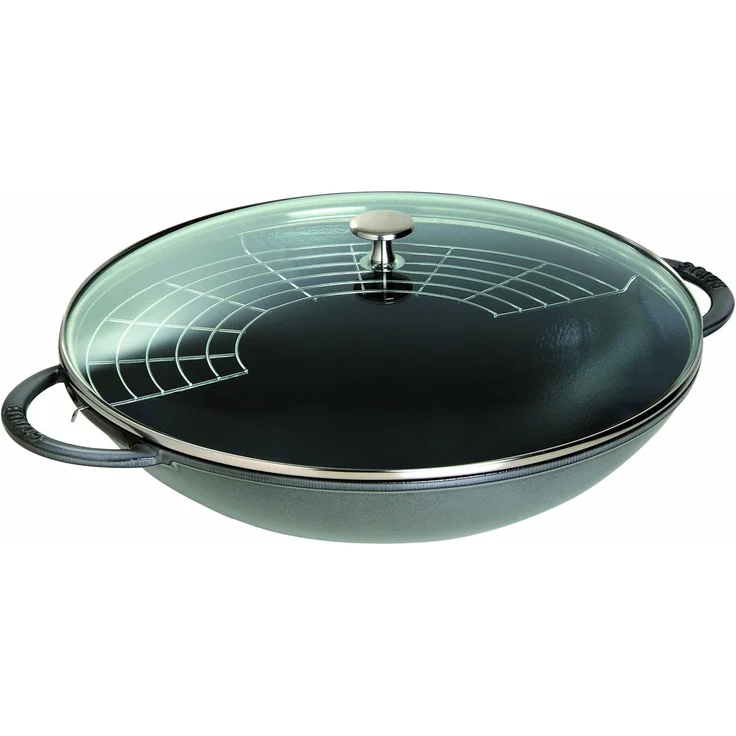 Staub Specialities Wok mit Glasdeckel 37 cm, Gusseisen – Bild 1