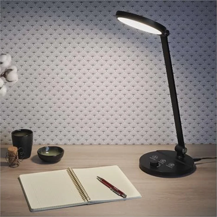 EMOS LED-Schreibtischlampe CHARLES, 80 LEDs, 7,6W, 550lm, klappbar, neigbar, einstellbare Farbtemperatur, schrittweises Dimmen, schwarz