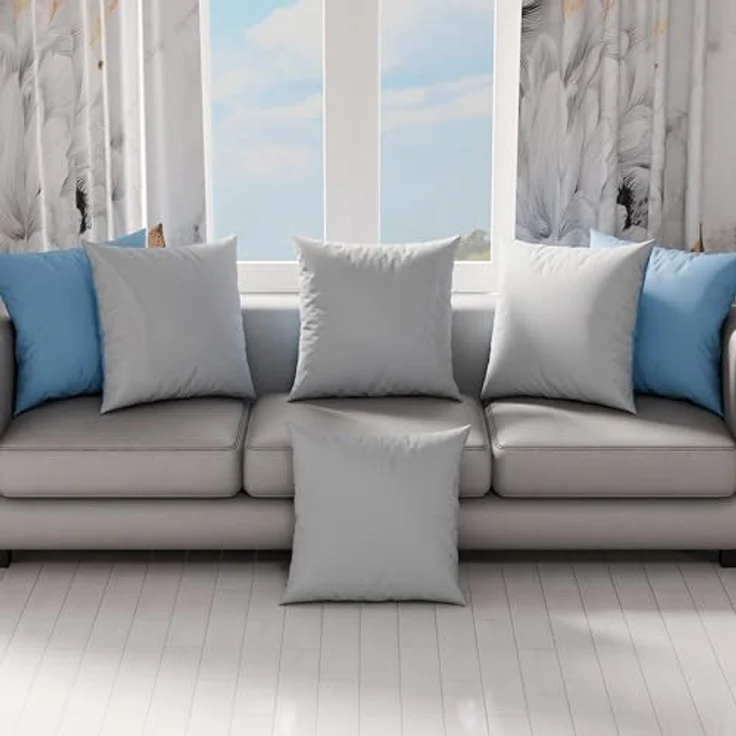 PETTI Artigiani Italiani - 2er-Set Kissenbezüge 50x30 cm aus Mikrofaser, Dekokissen-Bezüge für Schlafzimmer und Sofa, Set mit 2 Kissenhüllen, Wende-Kissenbezug Double-Face Hellblau Hellgrau – Bild 3
