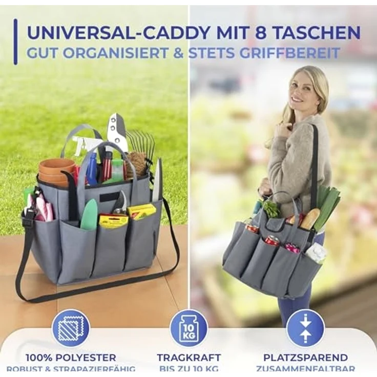 Maximex Organizer Universal-Caddy 8 Taschen, faltbare Tragetasche für zuhause und unterwegs, 15 Liter – Bild 3