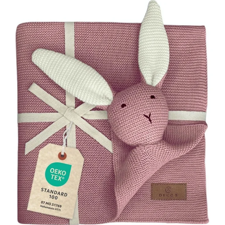 Babydecke DIKOS® Babydecke SCHMUSE-HASE Baby Geschenk Mädchen Junge Geschenkset, DIKOS, Geschenk zur Geburt, PREMIUM Qualität, 100 % BIO Baumwolle, nachhaltig – Bild 1