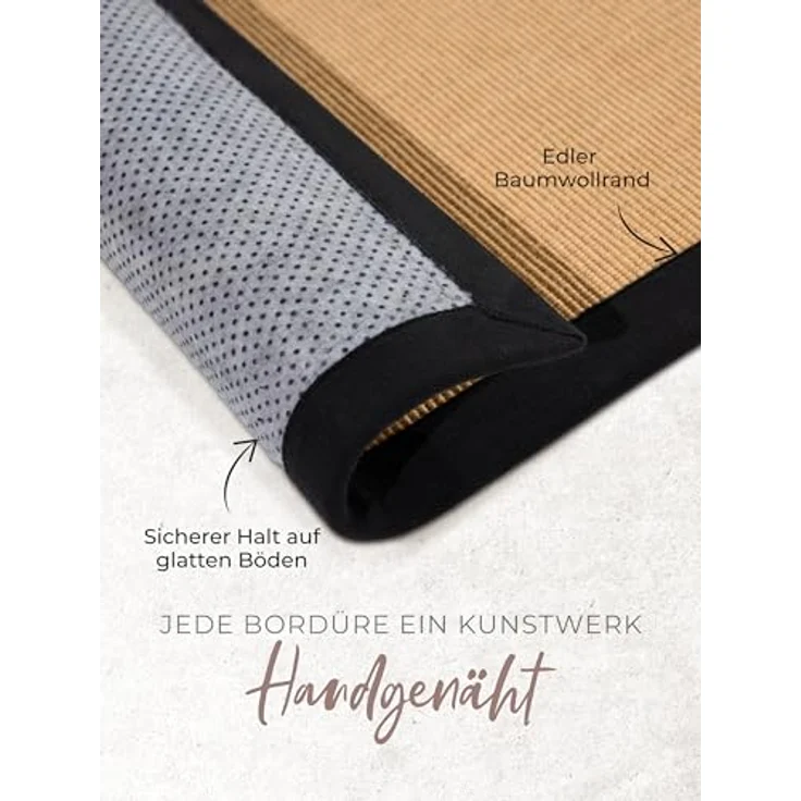 carpetfine Läufer Sisal, rechteckig, Höhe: 5 mm, mit farbiger Bordüre, Anti Rutsch Rückseite – Bild 4