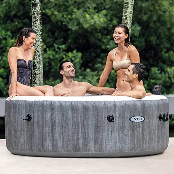 Intex Greywood Deluxe Purespa Whirlpool, für bis zu 4 Personen, 795 Liter, HWT-System, Holzoptik, graue Ausführung – Bild 3