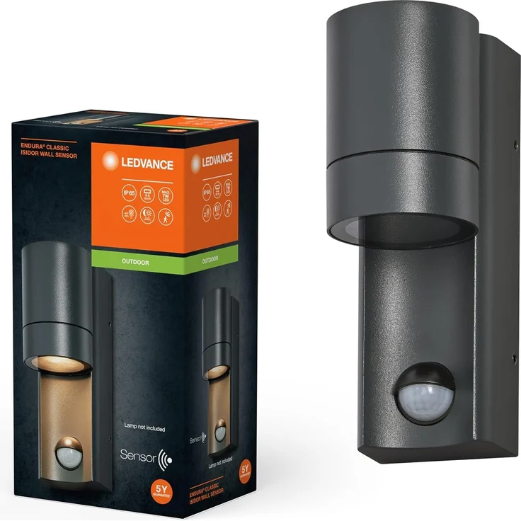 LEDVANCE Endura Classic GU10 IP65 Isidor Wandsensor Dunkelgrau