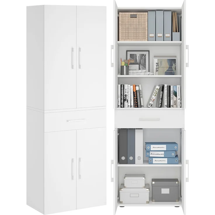 Bellamio 'Apol' Mehrzweckschrank, weiß, 176x33x60 cm, Aktenschrank mit Schublade und 5 Ablagefächern – Bild 1