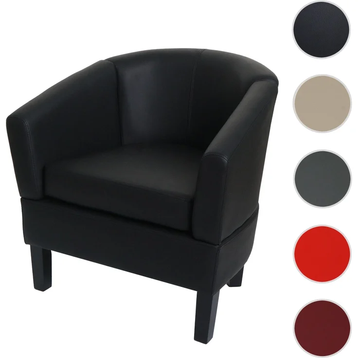 Lounge-Sessel HWC-O17, Sessel Clubsessel Cocktailsessel, FSC®-zertifiziert Kunstleder ~ schwarz – Bild 9