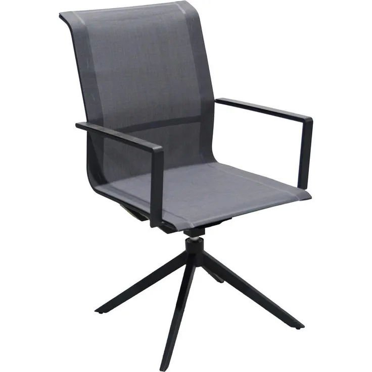 Gardenson Drehstuhl, Anthrazit, Dunkelgrau, stapelbar, wetterbeständig, ergonomische Rückenlehne, geeignet für Balkon, 54x95x63 cm