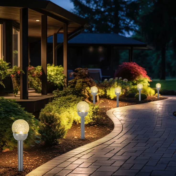 4er Set LED Solarleuchte, Glaskugel, Erdspieß, H 34,5 cm – Bild 5