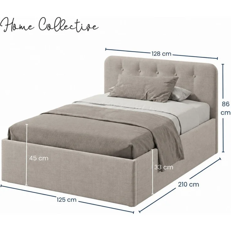 Home Collective Polsterbett Bett mit Stauraum, verstellbarem Lattenrost, viele Größen (Größen: 100x200 120x200 140x200 160x200 180x200 200x200, hochwertiger Strukturstoff, made in Germany), modernes Design mit hochwertigem Strukturstoff Creme – Bild 3