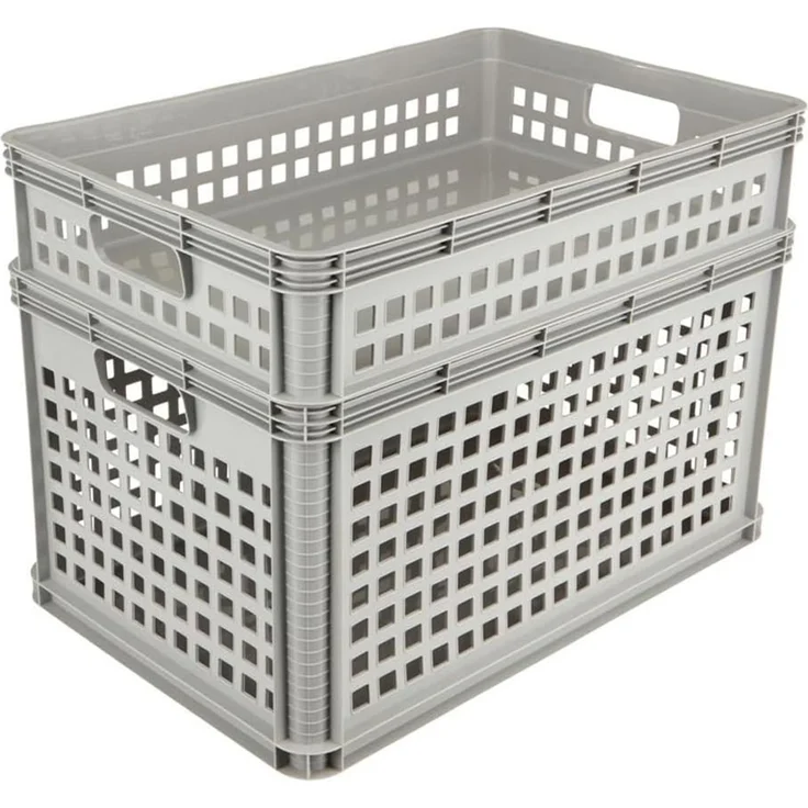keeeper Transportkorb-Set 3-teilig, Stapelbar, Polypropylen, 3x64 l, Robert, Hellgrau – Bild 5