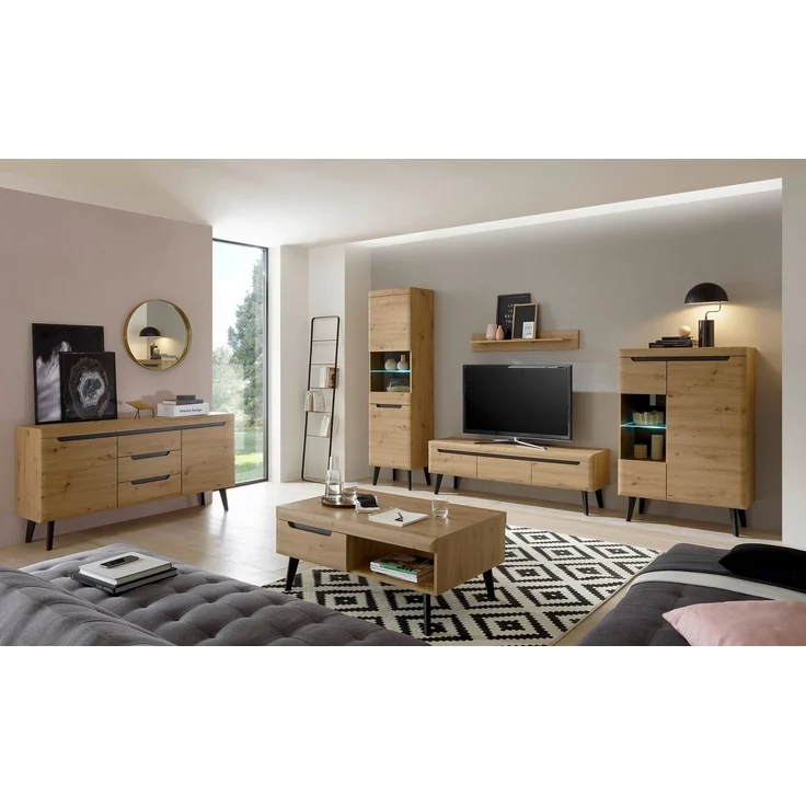 INOSIGN Wohnwand Torge, Anbauwand, Schrankwand, Mediawand, Wohnzimmer-Set, (Set, 4-St), Lowboard: 160x 40x 50 cm – Bild 3