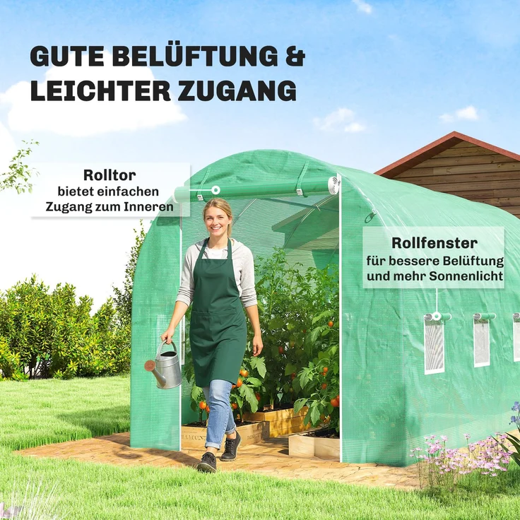 Outsunny Gewächshausfolie, PE, Grün, 400L x 200B x 200H cm – Bild 4