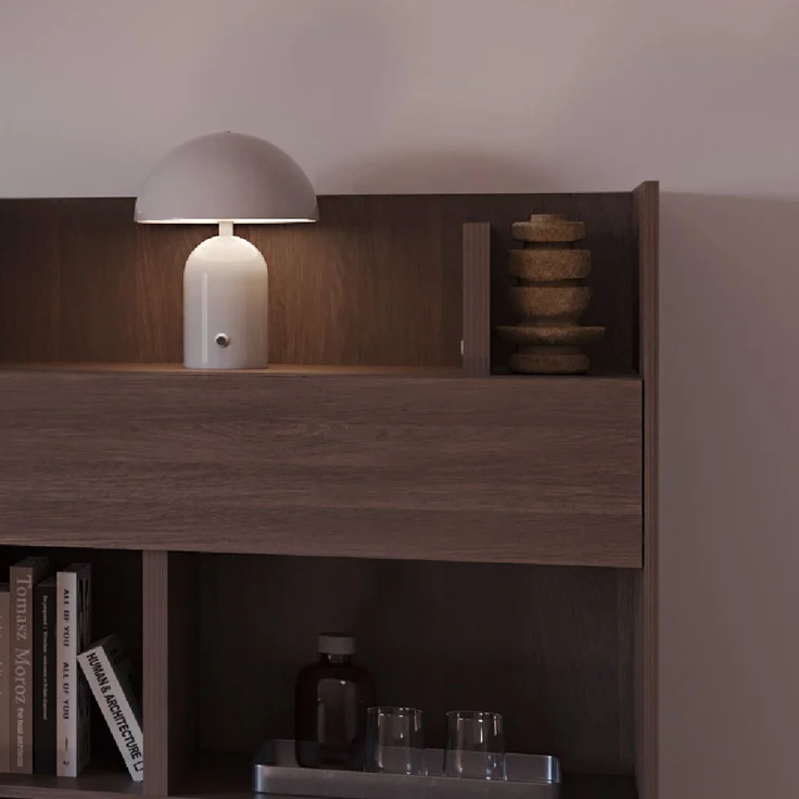 MEBLINI Wohnzimmerschrank BC-26 für Schrankbett - Dunin Eiche - 92x138x46cm - Hochschrank mit Regalen, Fächern und Schublade – Bild 7