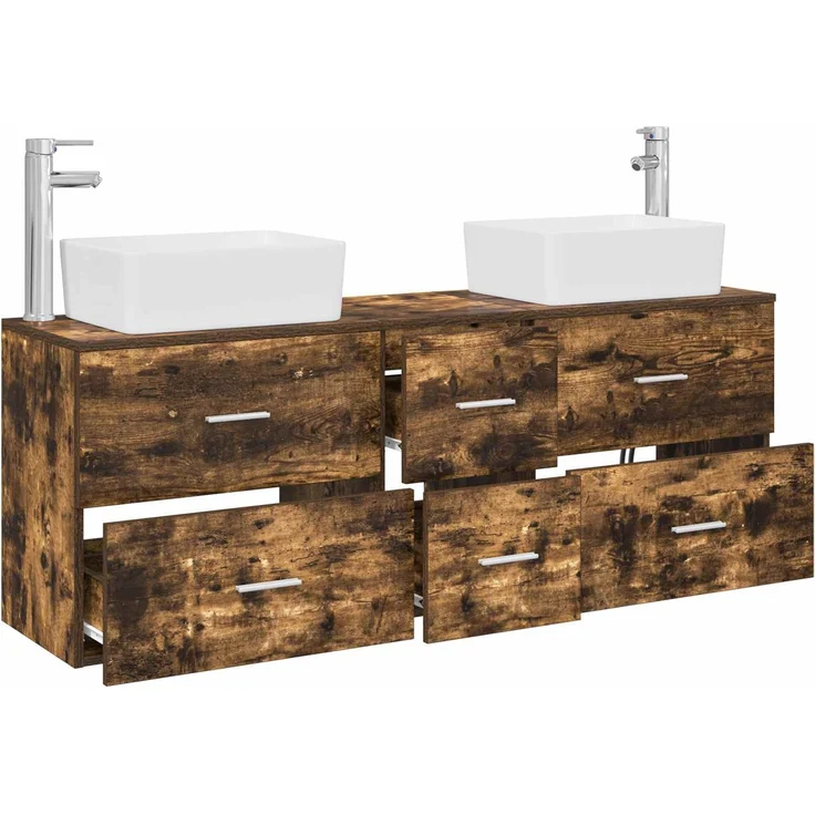 vidaXL Badezimmerschrank-Set 3 stk. Geräucherte Eiche 136 x 35 x 80 cm 3405863 – Bild 3