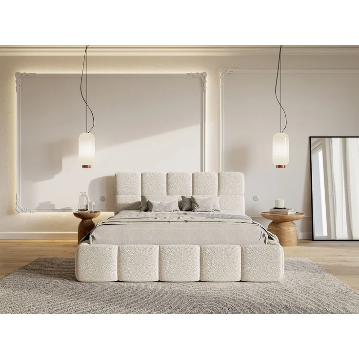 Selsey 'Cloudy' Polsterbett 160x200 mit Bouclé-Bezug, hellbeige – Bild 2