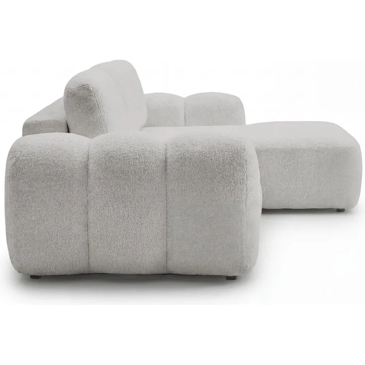 GRAINGOLD Ecksofa Avelin, Eckcouch für Wohnzimmer, L-Form mit Schlaffunktion und Bettkasten, Bouclé-Stoff, Grau, Rechts – Bild 6