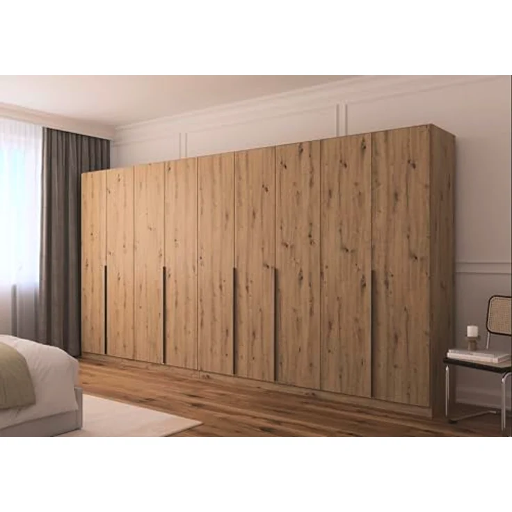 Rauch Möbel Alabama, Kleiderschrank für Schlafzimmer, Kinderzimmer, Wohnzimmer, Garderobe, Flur, 9-türig, mit Zubehör Premium, Farbe Eiche Artisan, Breite 405 cm – Bild 2