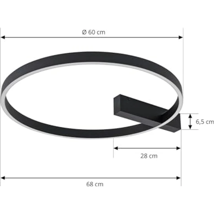 Lucande LED Deckenleuchte Isalin, moderne 1-flammige Lampe in Schwarz aus Aluminium, energiesparend für Wohnzimmer und Büro – Bild 5