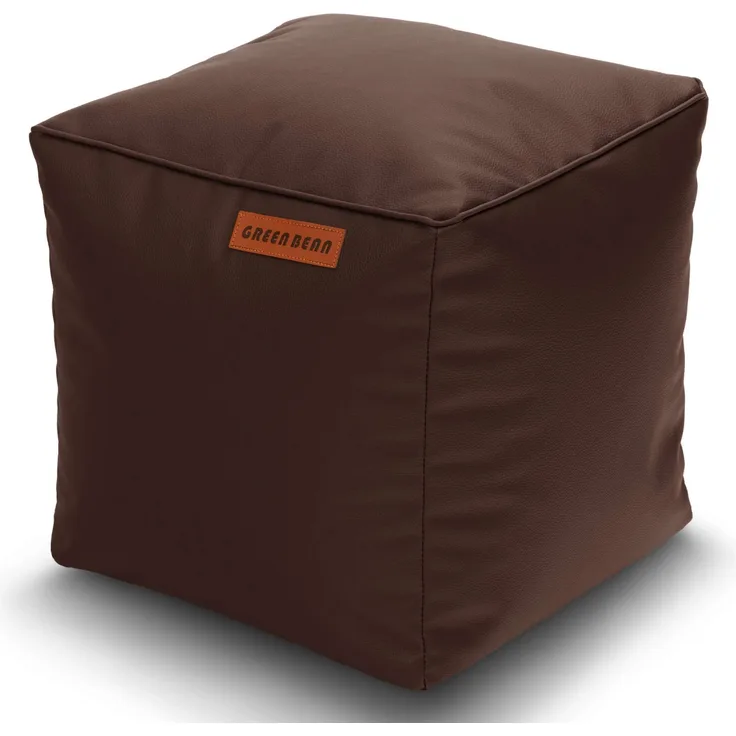 Green Bean® Sitzhocker aus Kunstleder - Pouf mit EPS Perlen Füllung - 40 x 40 cm - perfekte Ergänzung zum Sitzsack - Dunkelbraun