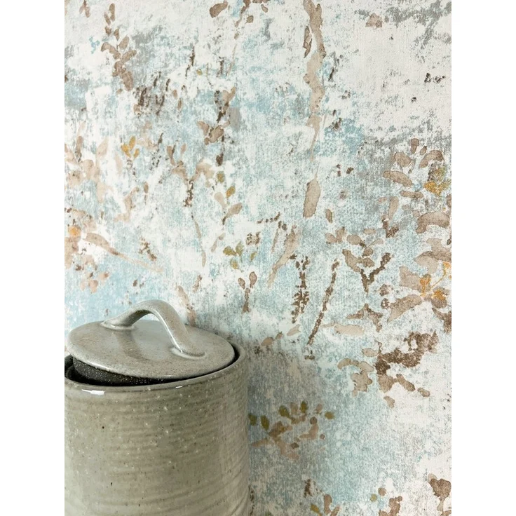 Newroom Vliestapete, Blau Tapete Floral Blätter - Vintage Blumentapete Grau Beige 3D Optik Romantisch Äste Blätterranke für Schlafzimmer Wohnzimmer Küche – Bild 5