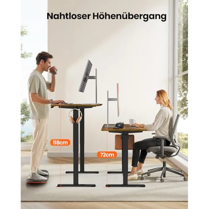 ErGear Elektrisch Höhenverstellbarer Schreibtisch 140x70 cm, Schreibtisch Höhenverstellbar mit 4 Memory-Funktion, Gaming Tisch mit Vierteilige Tischplatte – Bild 4