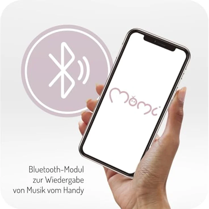 MoMi KENANI SAND Babywippe für Babys bis 9 kg, mit LED-Display, Fernbedienung & Bluetooth für Smartphone, Batterie- oder Stromanschluss, mit 5-Punkt-Sicherheitsgurt, Bügel und Spielzeug – Bild 4