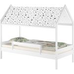 Weißes Himmelbett Kinderbett Hausbett 90x200 Massivholz Einzelbett V-60. 58-09W ohne Zubehör