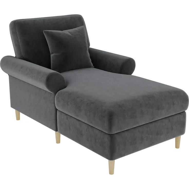 Gepolsterter Relaxsessel, klappbarer Schlafsessel aus hochwertigem Samt, XXL Einzelsessel für Wohn- und Schlafzimmer, Grau, Maße B133 × T87 × H90 cm