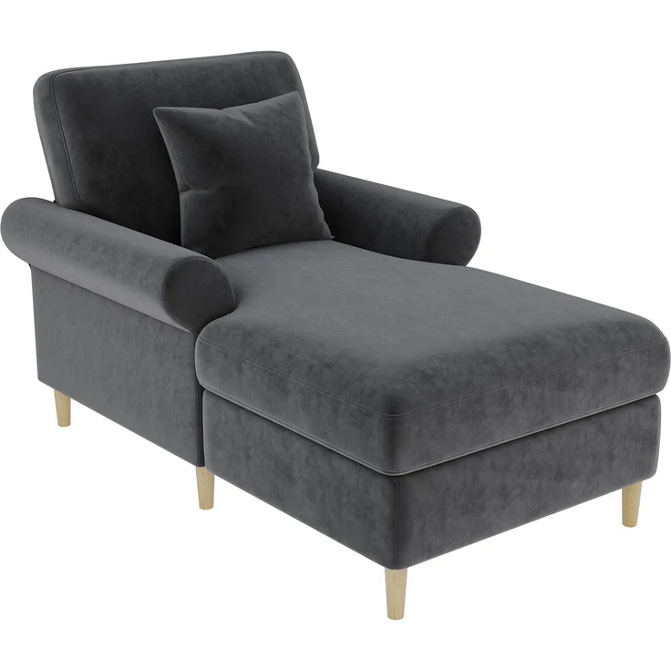 Gepolsterter Relaxsessel, klappbarer Schlafsessel aus hochwertigem Samt, XXL Einzelsessel für Wohn- und Schlafzimmer, Grau, Maße B133 × T87 × H90 cm – Bild 1