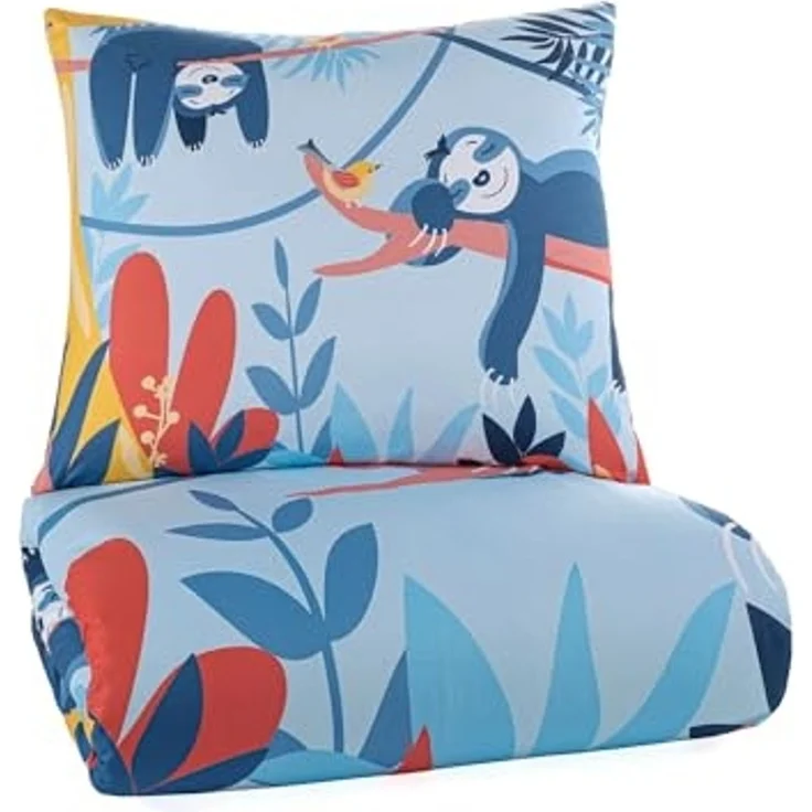 KK Kinderbettwäsche Bettwäsche Set mit Faultier 135 x 200 cm, 100 % Baumwolle – Bild 3