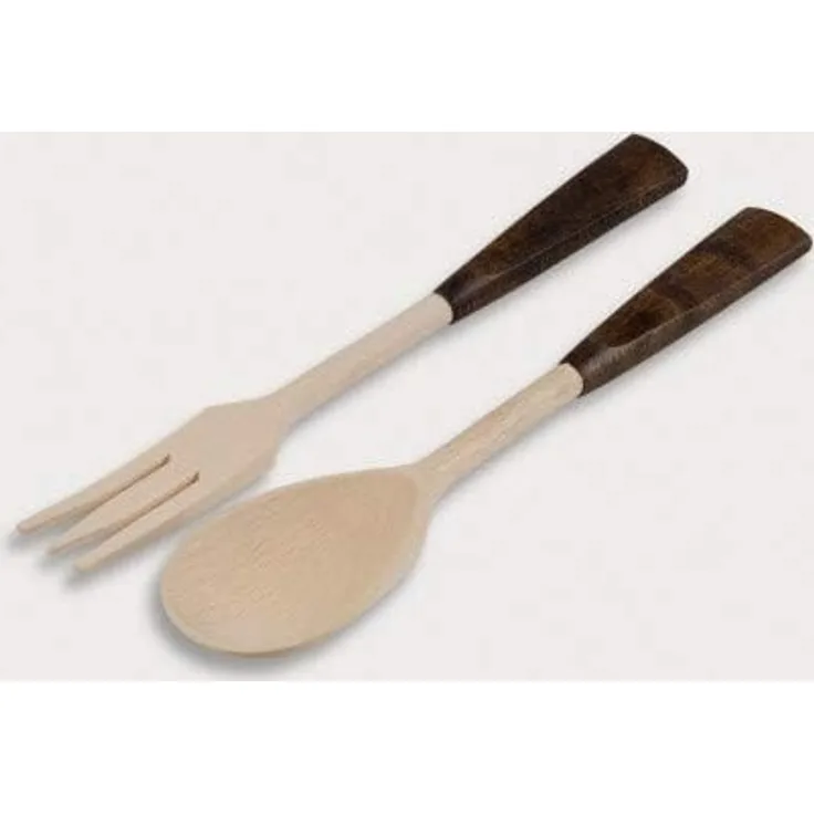 Hofmeister Holzwaren Besteck 2-tlg. Salatbesteck, Löffel und Gabel, braune Griffe, aus Buchenholz L270xB50xH30 mm, 10302