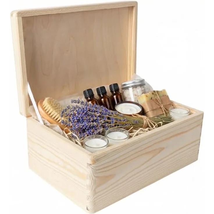 Creative Deco Holzkiste Holzkiste mit Deckel Erinnerungsbox Baby Groß Unlackiert, Unlackiert – Bild 2