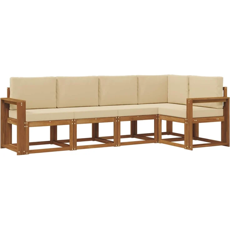 vidaXL Outdoor-Sofagarnitur 5 stk. 5-Sitzer Natur und Beige 3366401 – Bild 2
