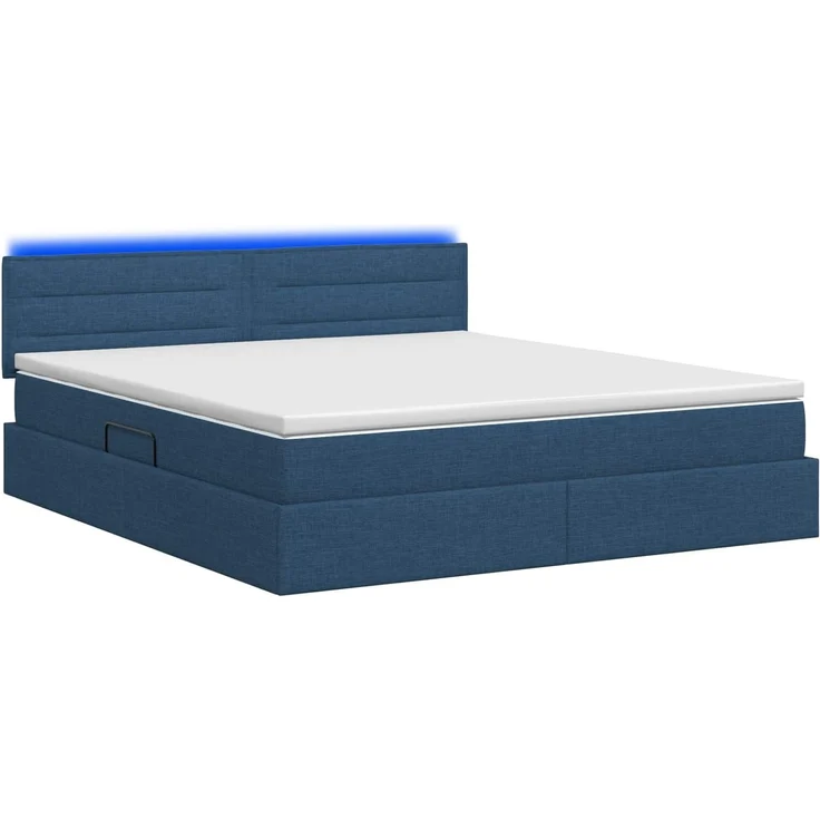 vidaXL LED-Speicherbett mit Matratze Blau 140 x 200 cm Stoff 3459008 – Bild 9
