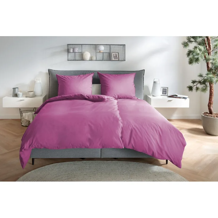 Hahn Renforce Bettwäsche 135x200 stonewashed fuchsia pink uni 123061-485