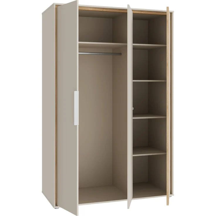 Drehtürenschrank >WEXLIN< 5 Böden, 1 Stange, Sand / Mauvella Eiche - 126,3x193,7x60cm (BxHxT) – Bild 5
