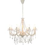 vidaXL Kronleuchter mit Perlen Weiß 8 x E14-Fassungen 281604