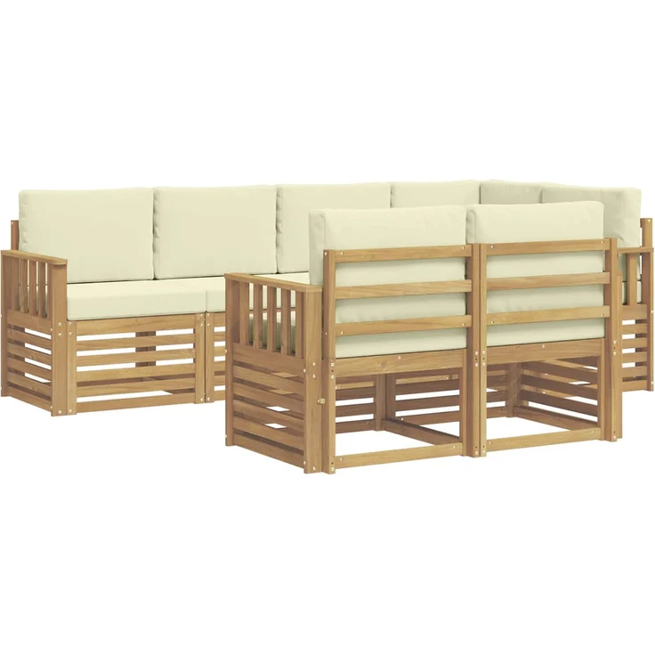 vidaXL Outdoor-Sofagarnitur 7 stk. 7-Sitzer Weiß und Creme Polyester 3391985 – Bild 2
