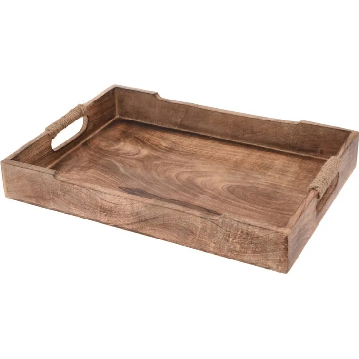 Koopman Tablett Serviertablett Holztablett Mango Braun Unbehandelt Rustikal 3 Größen, Mangoholz, (1-tlg), Tablett, Mangoholz, Serviertablett