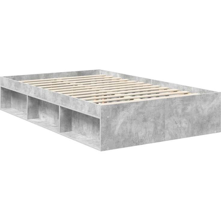 vidaXL Bettrahmen mit Kopfteil Beton 120 x 190 cm Massives Kiefernholz 3412518 – Bild 4