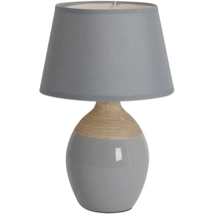 näve Tischleuchte Talia, ohne Leuchtmittel, Keramik, E14 max. 60W, Kippschalter, 2- farbiger Fuß (grau und natur) – Bild 3