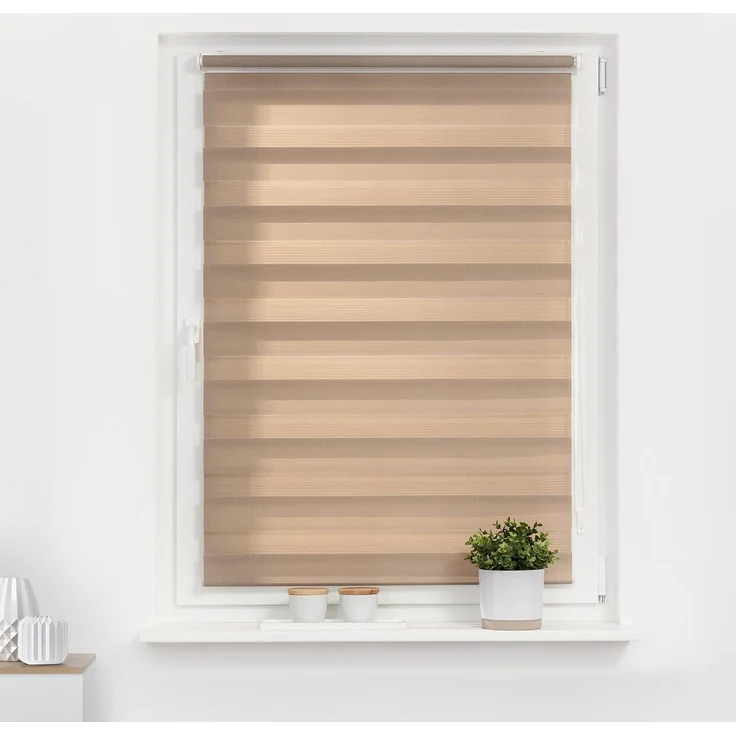 Lichtblick Sonnenschutzsysteme GmbH Doppelrollo Kopenhagen 60 cm x 220 cm (BxL) Taupe modernes Duo Rollo; Klemm- und schraubbar; Lichtdurchlässig und blickdicht – Bild 3