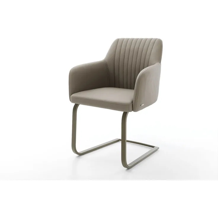 Freischwinger Greg-Flex Echt-Leder Schlamm Freischwinger flach Effektfinish Titan Taschenfederkern