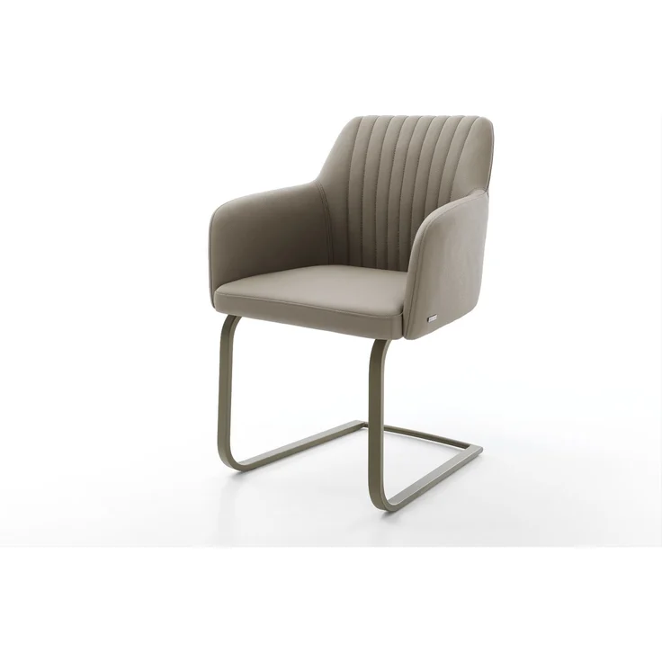 Freischwinger Greg-Flex Echt-Leder Schlamm Freischwinger flach Effektfinish Titan Taschenfederkern – Bild 1