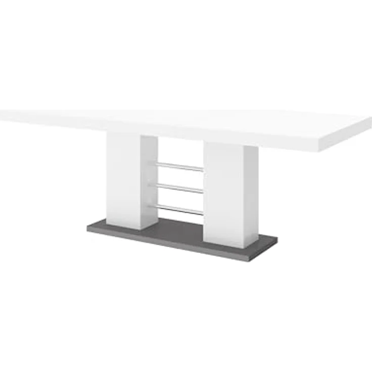 designimpex Esstisch Design HE-111 Weiß - Grau Hochglanz ausziehbar 160 bis 260 cm – Bild 4